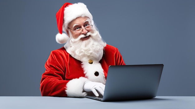 santa claus working on laptop