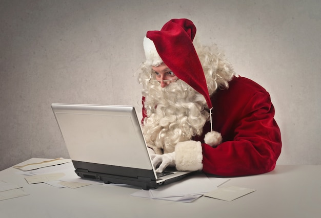 Santa Claus writing an email