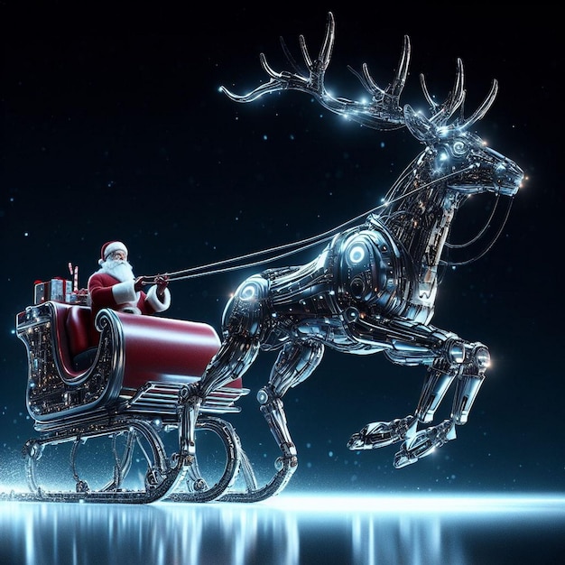 Photo santa clause' reindeer pulling salta's sleigh christmas reindeer images christmas backgrounds