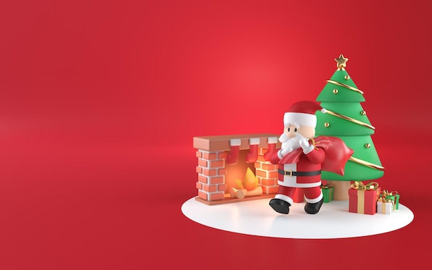 Santa Giving Gifts 3D render