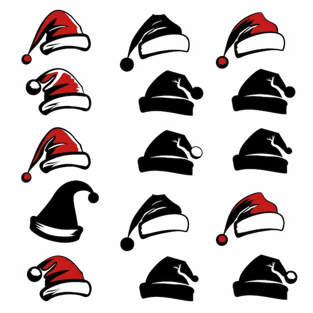 Photo santa hat icon christmas hat santa claus cap red holiday costume symbol xmas hat flat sign on white