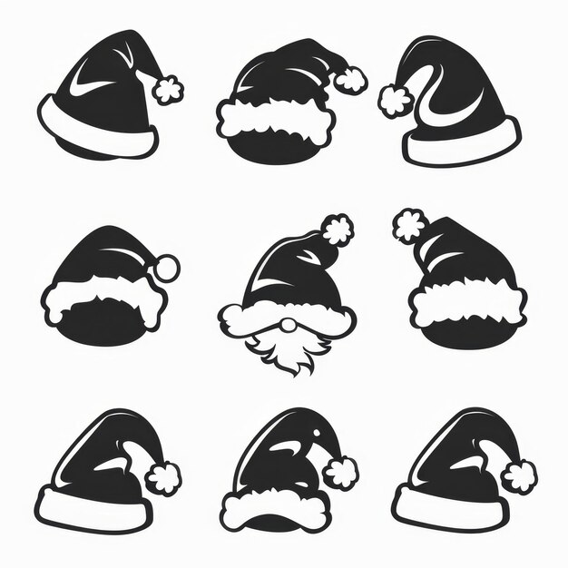 Photo santa hat icon christmas hat santa claus cap red holiday costume symbol xmas hat flat sign on white