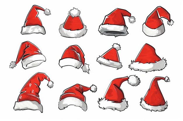 Photo santa hat icon christmas hat santa claus cap red holiday costume symbol xmas hat sign on white