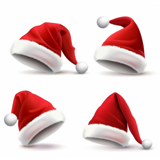 Photo santa hat icon christmas hat santa claus cap red holiday costume symbol xmas hat sign on white