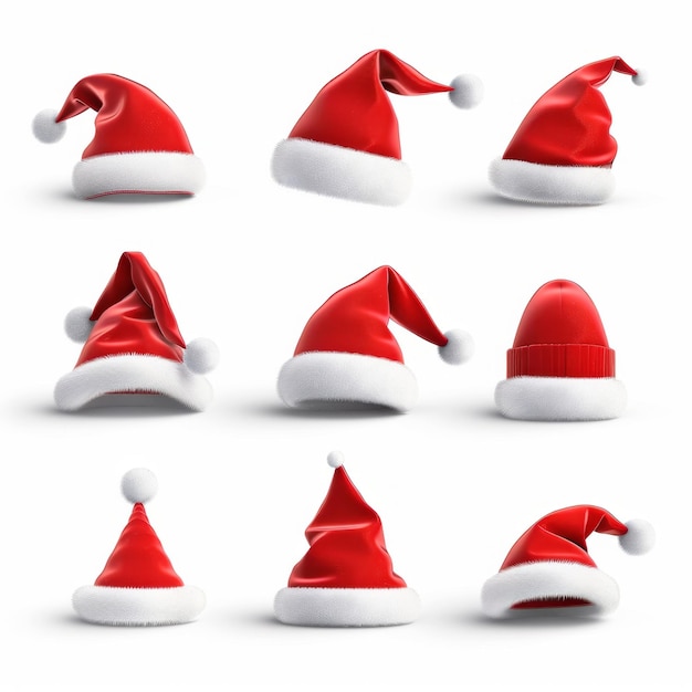 Photo santa hat icon christmas hat santa claus cap red holiday costume symbol xmas hat sign on white