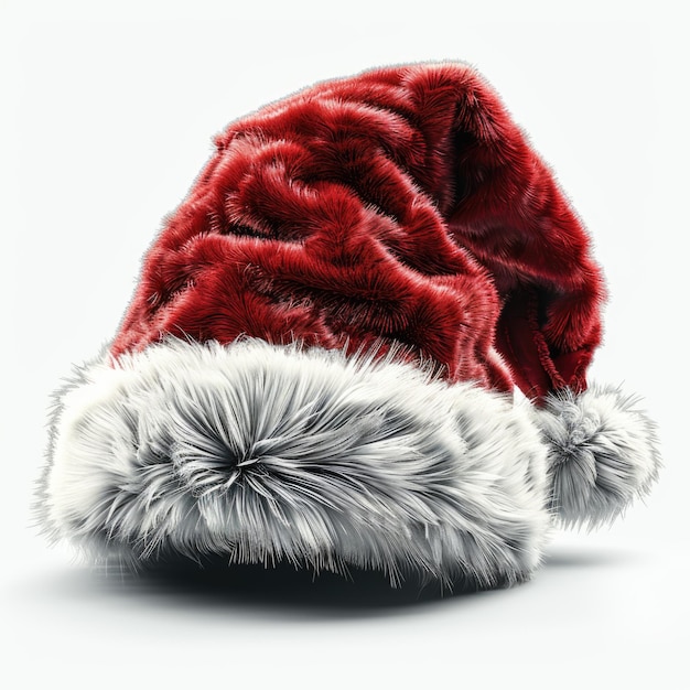 a santa hat with fur on it is red