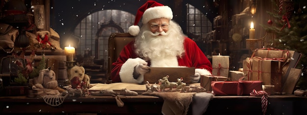 Santa reading letters from children