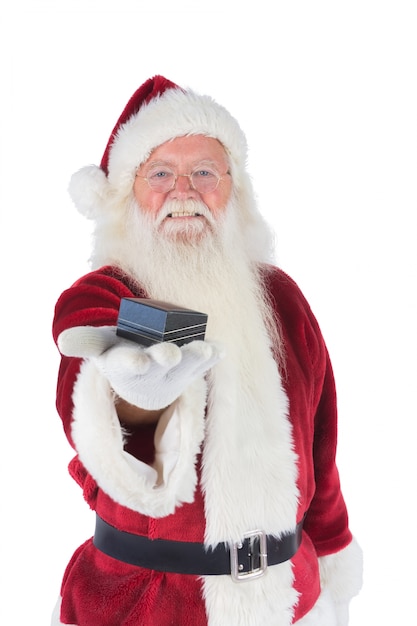 Santa shows a little box