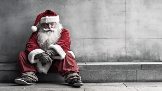 Photo santa with a christmas gift isolated over a whte background