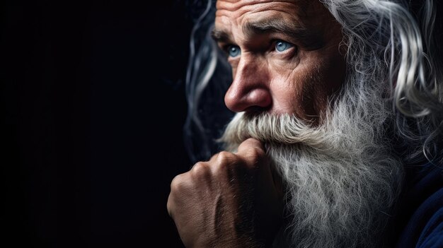 Santa with a contemplative gaze exuding introspection