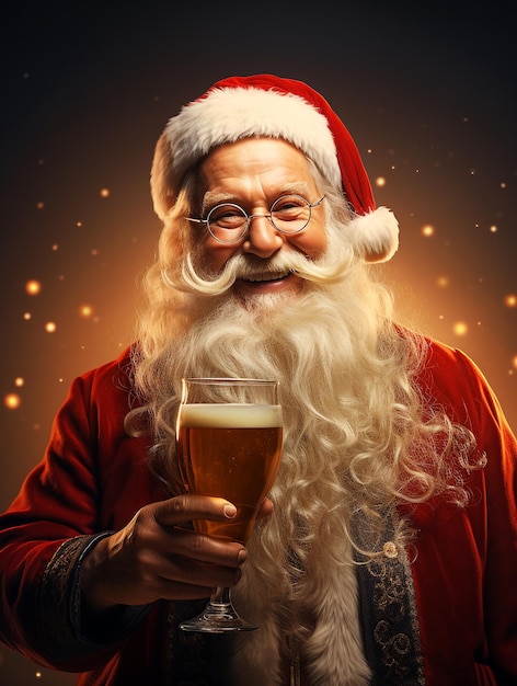 Santaclause Drink Beer With Happy Smile