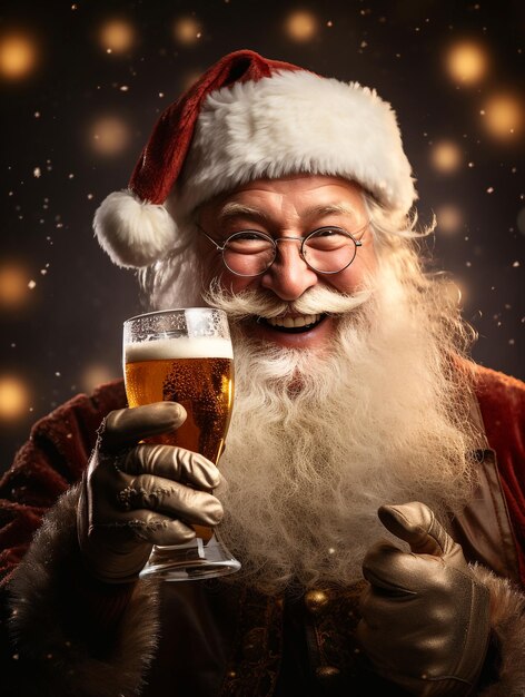 Santaclause Drink Beer With Happy Smile