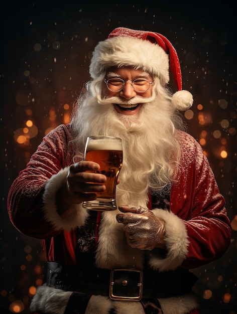 Santaclause Drink Beer With Happy Smile