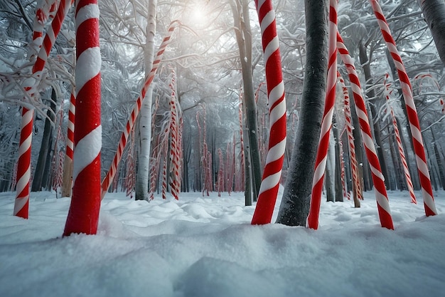 Santas Candy Cane Forest with Snowy Trees