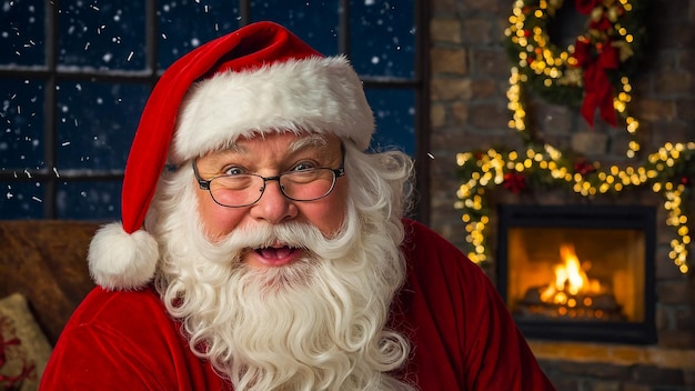 Santas joyous expression holiday warmth generated by AI