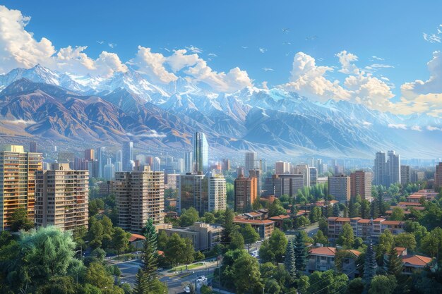 Photo santiago chile cityscape mountains in the background