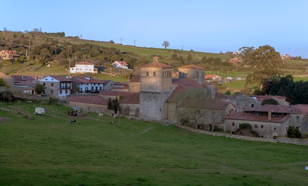 Santillana del Mar medieval town in Cantabria,Spain overlooking the collegiate church of Santa Julia