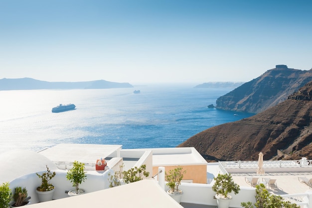 Santorini island, Greece. Beautiful summer landscape, sea view