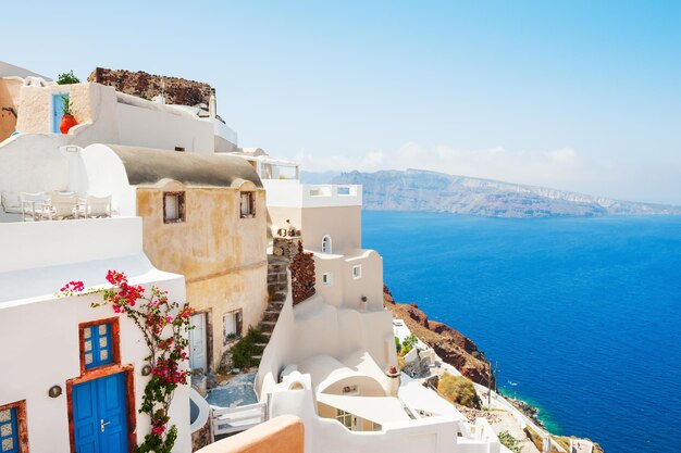 Santorini island, Greece. Beautiful summer landscape, sea view.