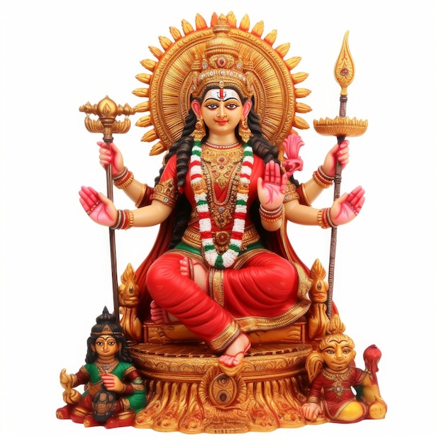 Santoshi mata hindu god sculpture on white background image generative AI