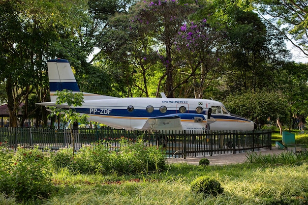 Sao Jose dos Campos Sao Paulo Brazil 01 2023 Santos Dumont Park in Sao Jose dos Campos Brazil Replica of the 14 Bis and Bandeirante plane