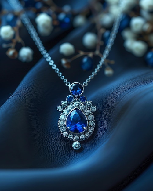 Sapphire And Diamond Necklace In Platinum A Wallpaper