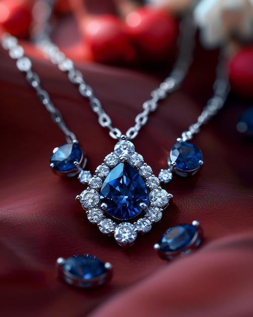 Sapphire And Diamond Necklace In Platinum A Wallpaper