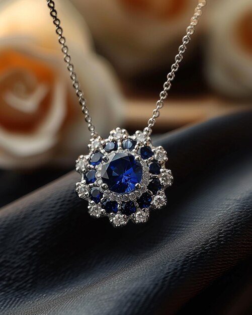 Sapphire And Diamond Pendant In Platinum A Background