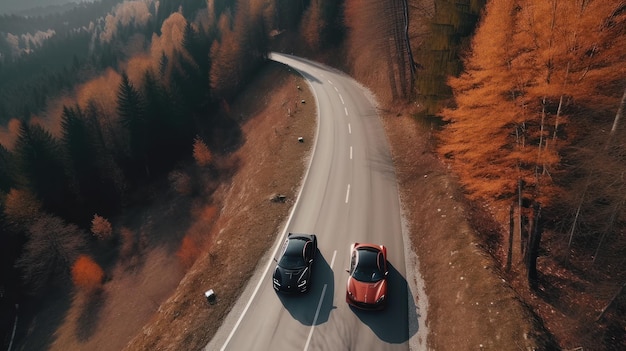 Sar driving on a mountain road Illustration AI GenerativexA