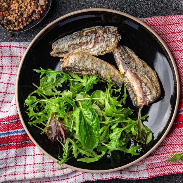 sardine salad seafood snack meal food on the table copy space food background rustic top view