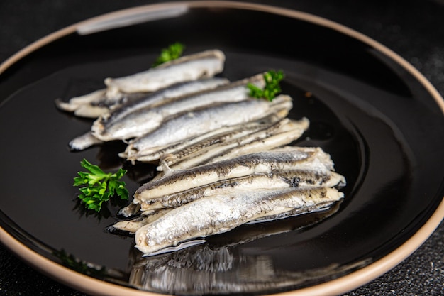 sardines fillet anchovy seafood healthy meal food snack diet on the table copy space food