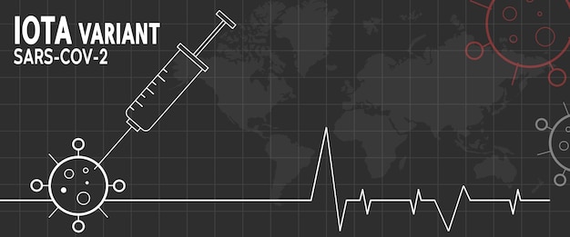 SARS-CoV-2 Iota variant vaccination. flat style, concept of vaccination, injection