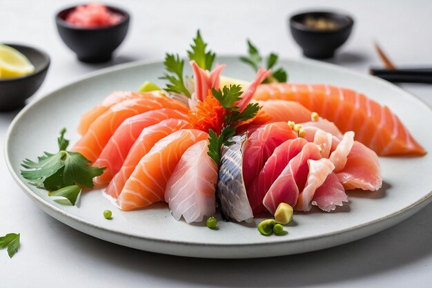 Sashimi on a Minimalist Plate white background