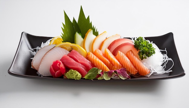 Photo sashimi platter with white background isolated