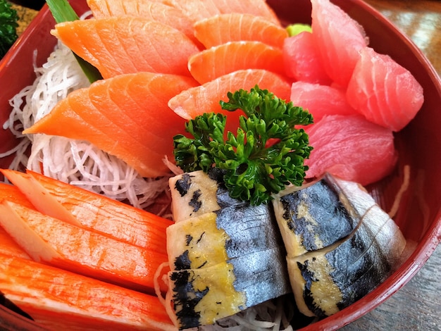 Sashimi set, Salmon Tuna Saba and Alaska Crab Stick