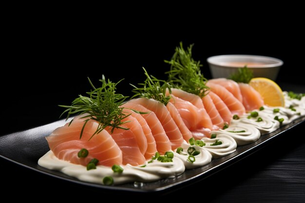 Photo sashimi with creamy horseradish sauce yummy delicious sashimi food image photography