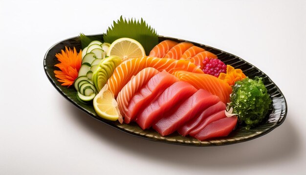 Photo sashimi with white background clean simple isolated