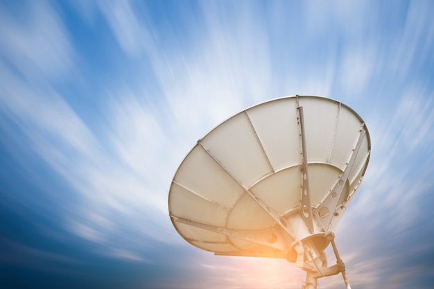 Satellite dish antennas under sky