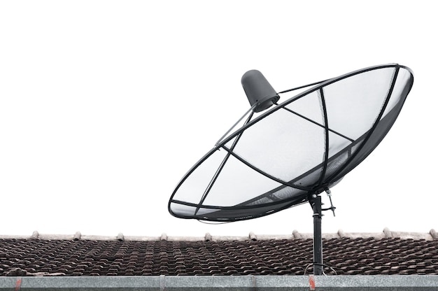 Satellite dish on the old roof