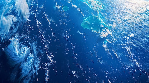 Satellite View of Earth Global Oceans and Marine Life in Blue