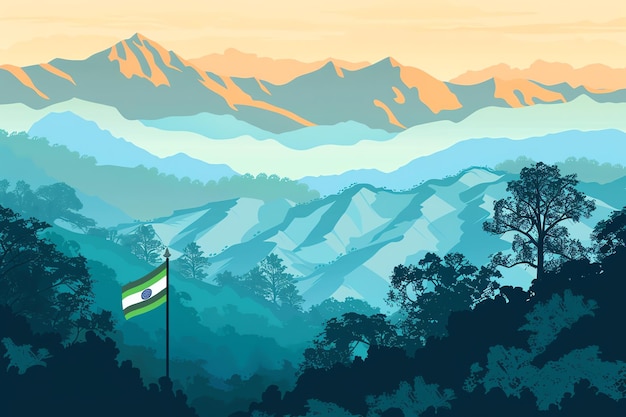 Satpura Range indian illustration background