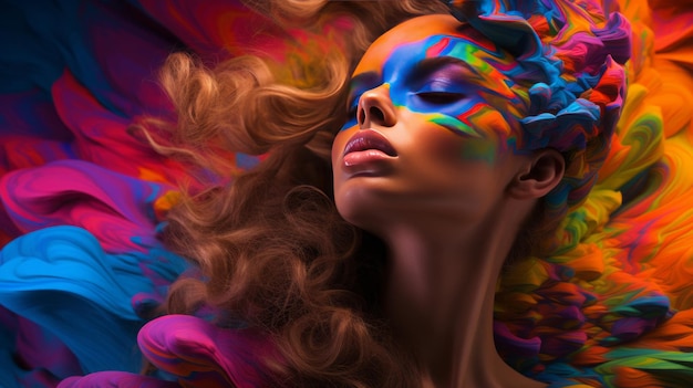 saturated colors girl abstract background