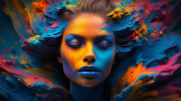 saturated colors girl abstract background