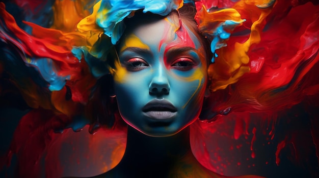 saturated colors girl abstract background