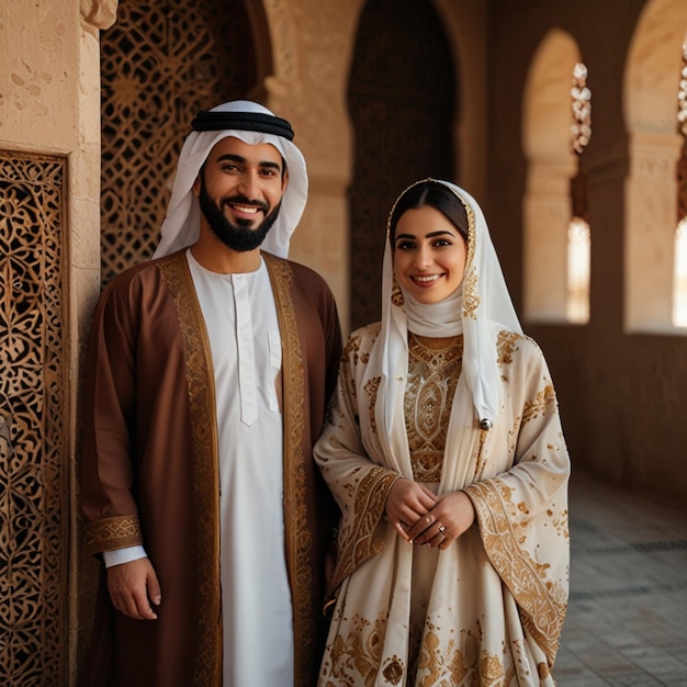 Photo saudi arab wearing traditional clothes enjoying together