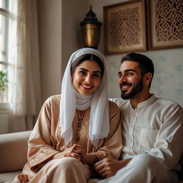 Photo saudi arab wearing traditional clothes enjoying together