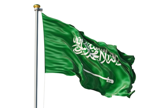 Photo saudi arabia flag waving on isolated background