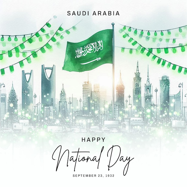 Photo saudi arabia national day social media post banner poster template