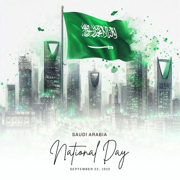 Saudi Arabia National Day social media post banner poster template