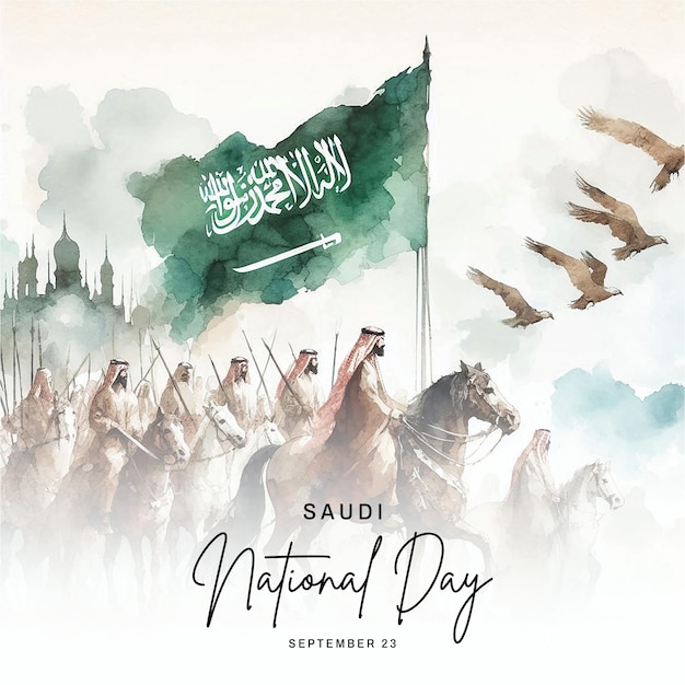 Saudi Arabia National Day social media post banner poster template